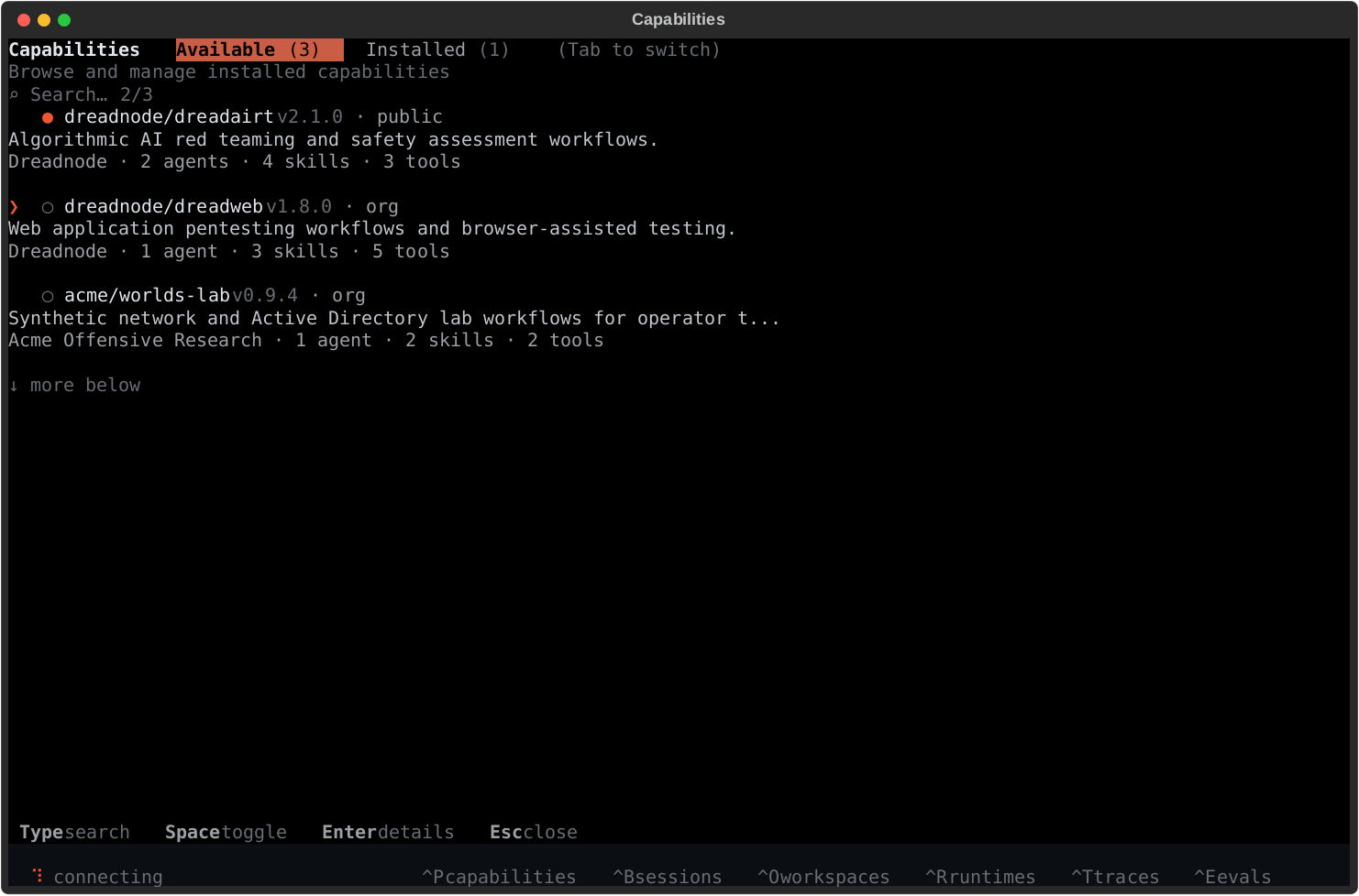 Dreadnode TUI capabilities manager