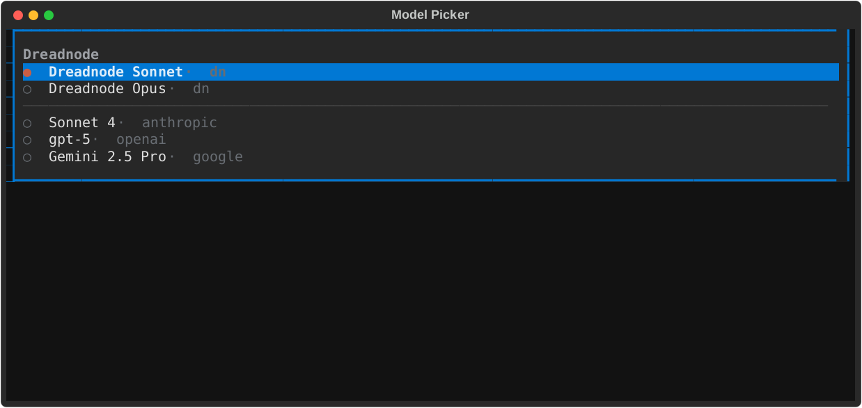 Dreadnode TUI model picker